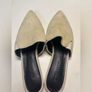 Jenni Kayne Oiled Leather Mule Size 10.5 (40.5) Suede Cream Slip On Shoes